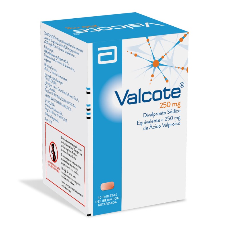 Valcote Valproato Sodio 250 mg Caja x 30 Tabletas